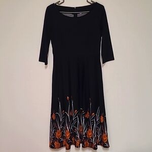 Amazon Find, M, Black and Orange Floral Dress